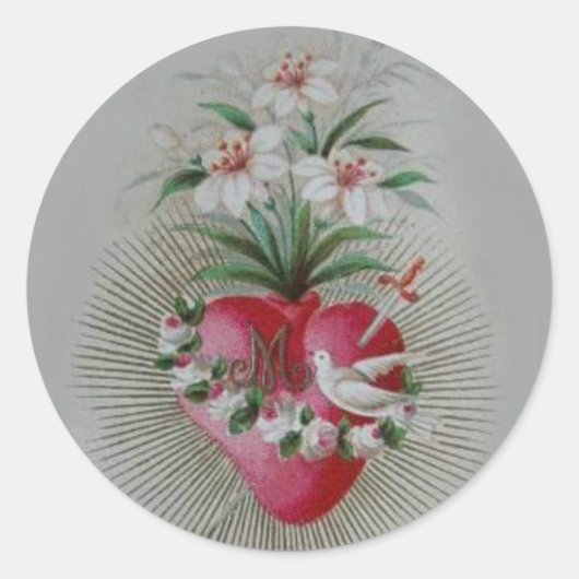 Sticker Rond Immaculer coeur triste de la Vierge Marie (Devant)