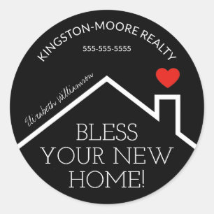 Sticker Rond Immobilier Maison Coeur Personnalisé Realtor Busin