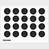 Sticker Rond Immobilier Noir Chic (Feuille)