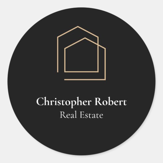 Sticker Rond Immobilier Noir Chic (Devant)