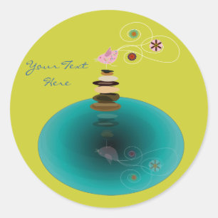 Sticker Rond Immobilité, oiseau zen en méditation