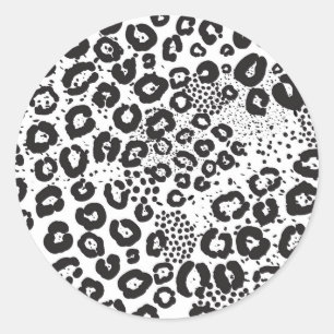 Sticker Rond Impression animale noir blanc léopard guépard