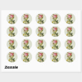 Sticker Rond Impression botanique rose - 'Rosa Bifera' par Redo (Feuille)