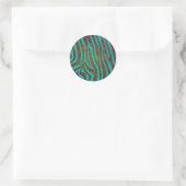 Sticker Rond Impression Brown et Turquoise Zebra (Sac)