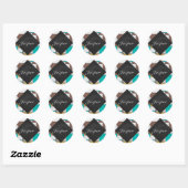 Sticker Rond Impression Brown jaune Turquoise Mondrial (Feuille)