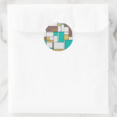 Sticker Rond Impression Brown jaune Turquoise Mondrial (Sac)