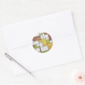 Sticker Rond Impression Brown jaune vert (Enveloppe)