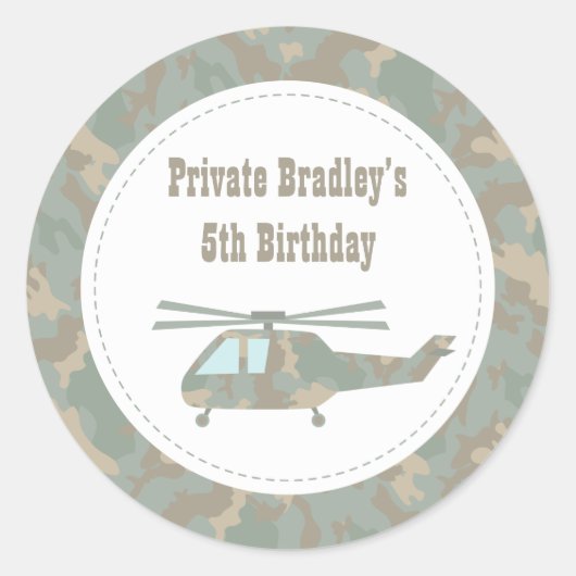 Sticker Rond Impression camouflage Hélicoptère Armée Fête d'ann (Devant)