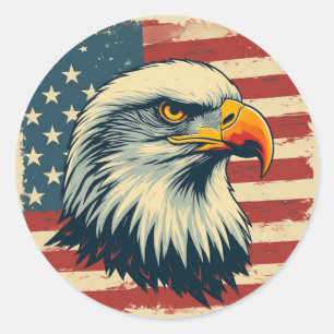 Sticker Rond Impression d'aigle patriotique vintage – Drapeau U