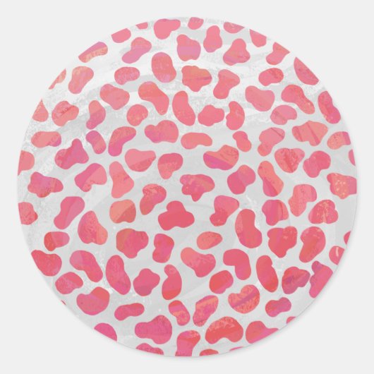 Sticker Rond Impression dalmate rose et blanc (Devant)
