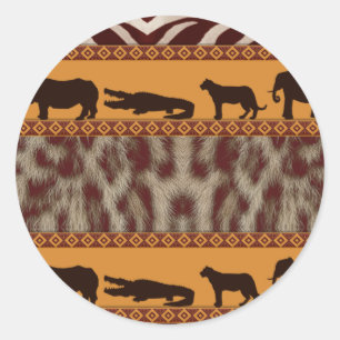 Sticker Rond Impression d'animal tribal moderne africain léopar