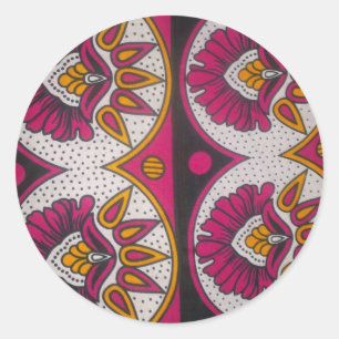 Sticker Rond Impression d'art de motif de tissu africain coloré