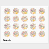 Sticker Rond Impression d'art de nuage de mots lumineux (Feuille)