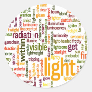 Sticker Rond Impression d'art de nuage de mots lumineux