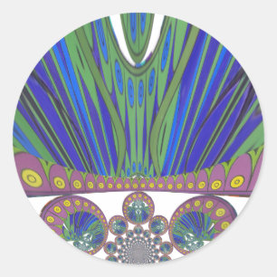 Sticker Rond Impression d'art décoratif bleu violet africain