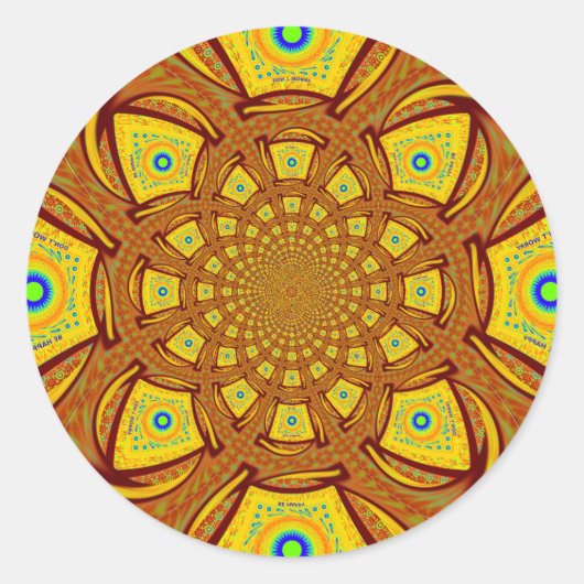 Sticker Rond Impression d'art Kaleidoscope d'or (Devant)