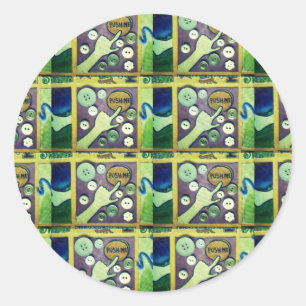 Sticker Rond Impression d'art mosaïque amusante contemporaine –