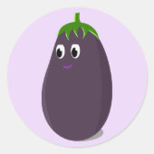 Sticker Rond Impression d'aubergines mignonnes (Devant)