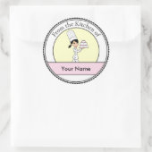 Sticker Rond Impression de chef fille (Sac)