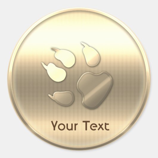 Sticker Rond Impression de chien doré personnalisable avec text (Devant)