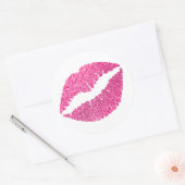 Sticker Rond Impression de lèvres à paillettes roses (Enveloppe)