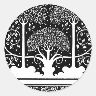 Sticker Rond Impression de motif d'arbre Art nouveau d'Aubrey B