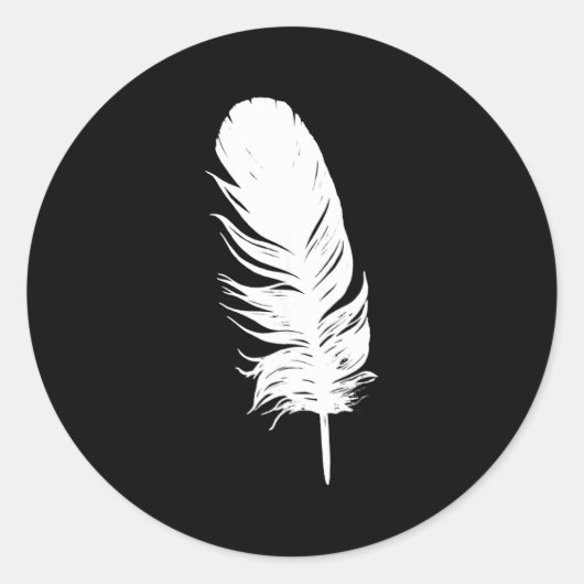 Sticker Rond Impression de plume blanche graphique décontracté (Devant)