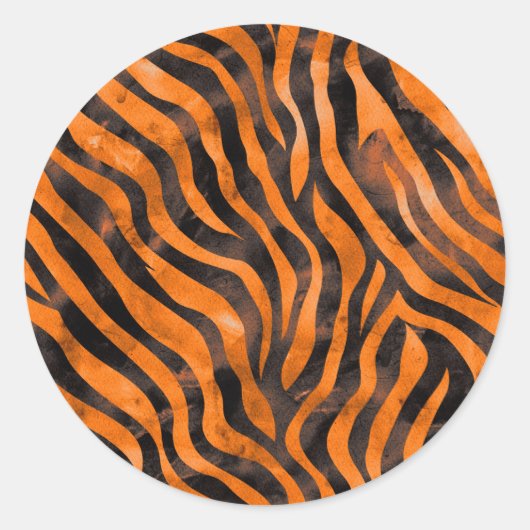Sticker Rond Impression de tigre d'aquarelle (Devant)