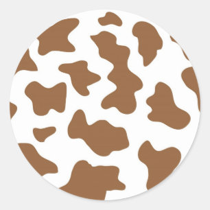 Sticker Rond Impression de vache Brown