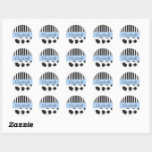 Sticker Rond Impression de vache, Grilles, Noir et Blanc, Votre (Feuille)