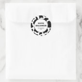 Sticker Rond Impression de vache noir et blanc Halloween heureu (Sac)