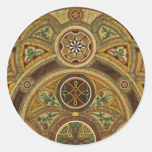 Sticker Rond Impression décorative ancienne en bois (Devant)