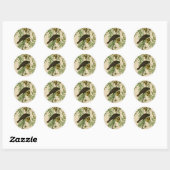 Sticker Rond Impression d'oiseau Grackle Violet d'Audubon Botan (Feuille)