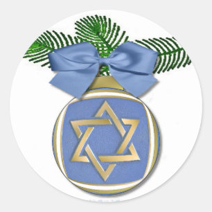 Sticker Rond Impression d'ornement de l'étoile de David Judaica