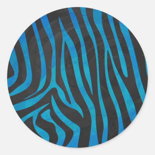 Sticker Rond Impression en bleu et noir Zebra (Devant)