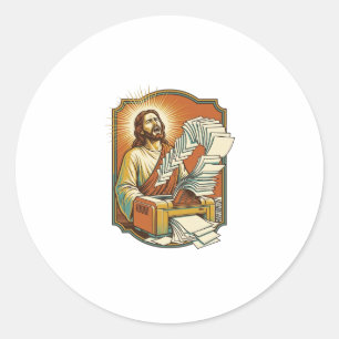 Sticker Rond Impression feuille Excel Jésus 50 pages blanches H