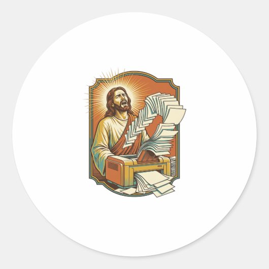 Sticker Rond Impression feuille Excel Jésus 50 pages blanches H (Devant)