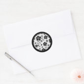 Sticker Rond Impression florale noire et blanche (Enveloppe)