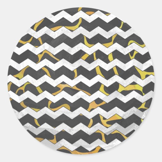 Sticker Rond Impression Giraffe noir et jaune (Devant)