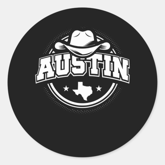 Sticker Rond Impression graphique Austin Texas (Devant)