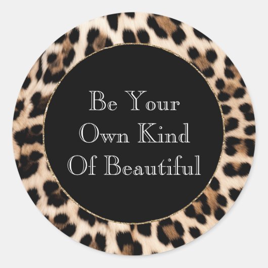 Sticker Rond Impression léopard noir marron crémeux (Devant)