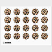 Sticker Rond Impression léopard peinte en noir marron crème (Feuille)