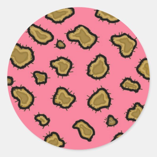 Sticker Rond Impression léopard rose (Devant)