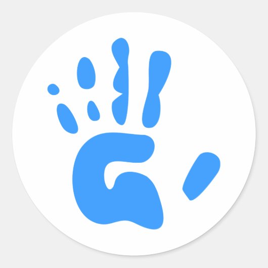 Sticker Rond Impression main bleue (Devant)