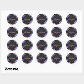 Sticker Rond Impression noire violet mondriaque (Feuille)
