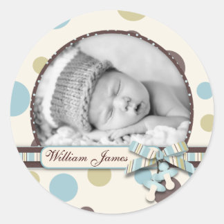 Sticker Rond Impression numérique avec Faire-part de naissance 