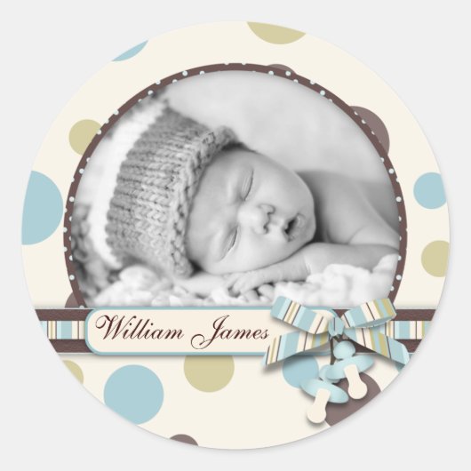 Sticker Rond Impression numérique avec Faire-part de naissance  (Devant)
