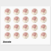 Sticker Rond Impression rose (Feuille)