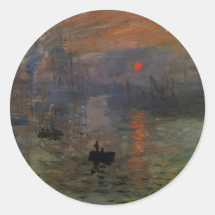 Sticker Rond Impression Soleil levant par Claude Monet, Art Vin