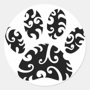 Sticker Rond Impression Tribale de tatouage de chien